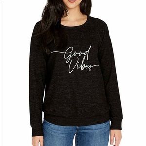 Buffalo Women's Printed Black Good Vibes Cozy Long Sleeve Top